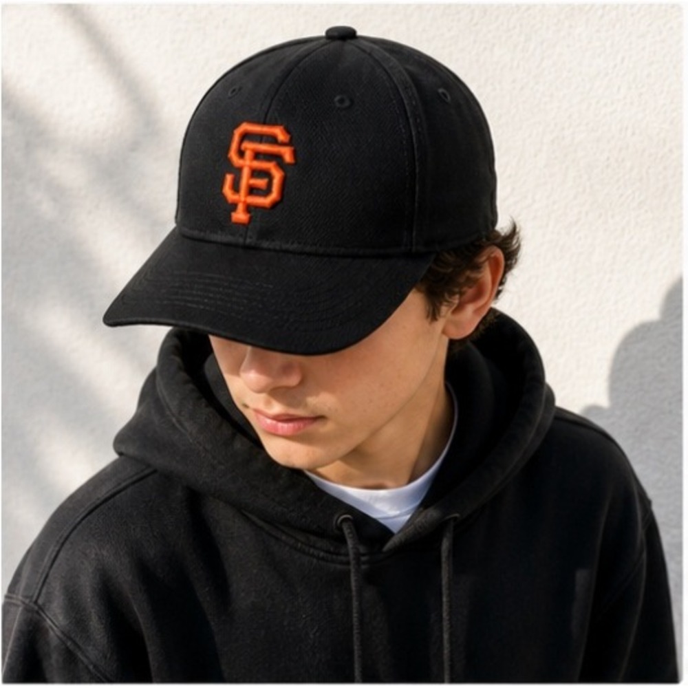 San Francisco Giants MLB Baseball Cap Hat Black Orange SF Logo Mens Adjustable